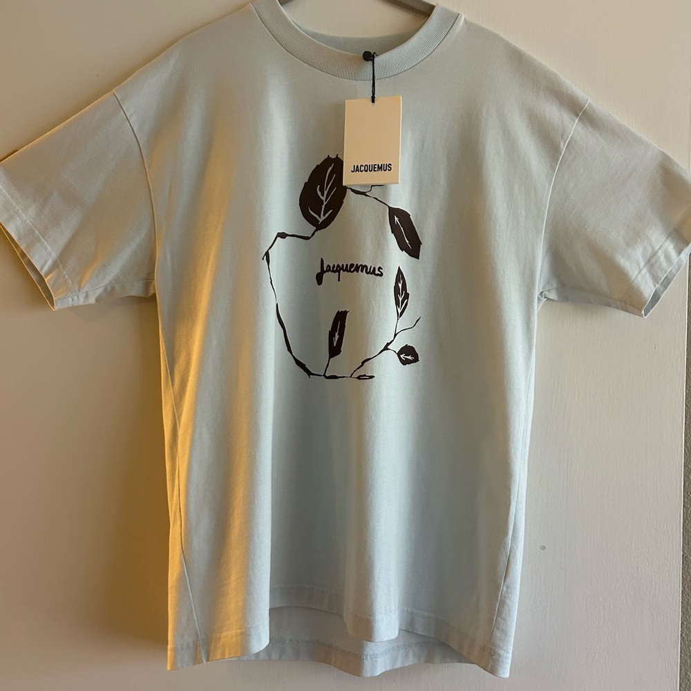 Jacquemus Light Gray Leaf Graphic Tee